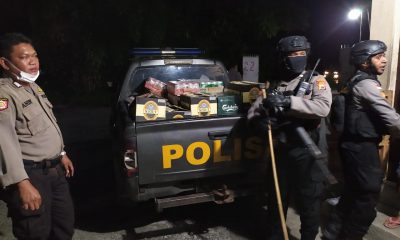Puluhan karton minuman yang disita anggota Polres Mimika pada Jumat (29/03/2020)